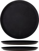 Plateau traiteur Cosy & Trendy anti-glisse rond - 3x - noir - D35 cm - plastique