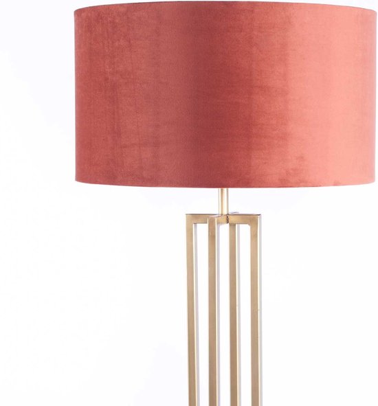 Lampadaire carré avec abat-jour en velours Roma | 1 lumière | marron / bronze / or | métal / tissu | Ø 45 cm | 165 cm de hauteur | lampadaire / lampadaire | design moderne / attrayant / classique