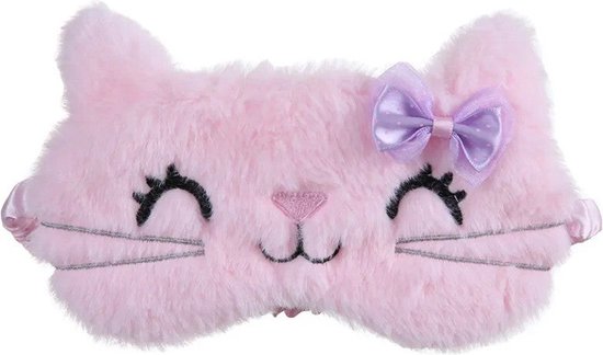 3 Stuks - Slaapmaskers kind - Reismasker - Poezen Roze Strik - Grote Ogen Multi Color