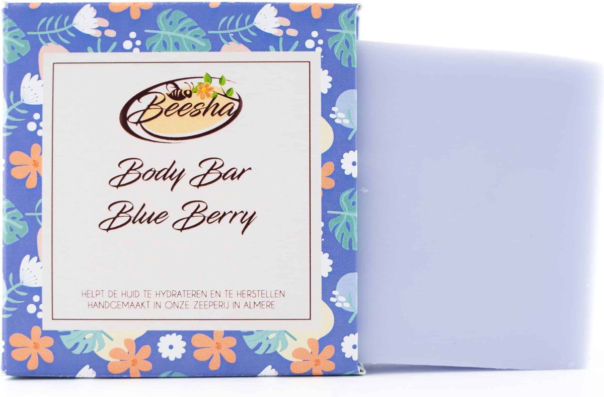 Beesha Body Bar Blueberry | 100% Plasticvrije en Natuurlijke Verzorging | Vegan, Sulfaatvrij en Parabeenvrij