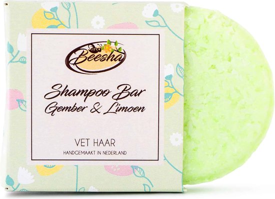 Beesha Shampoo Bar Gember & Limoen 65 gram | 100% Plasticvrije en Natuurlijke Verzorging | Vegan, Sulfaatvrij en Parabeenvrij | CG Proof