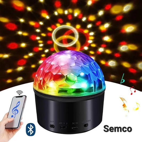 Semco - Led Discolamp - Bluetooth - Muziek gestuurd - Kinderen/volwassenen - Disco lamp - Discobal - Party light