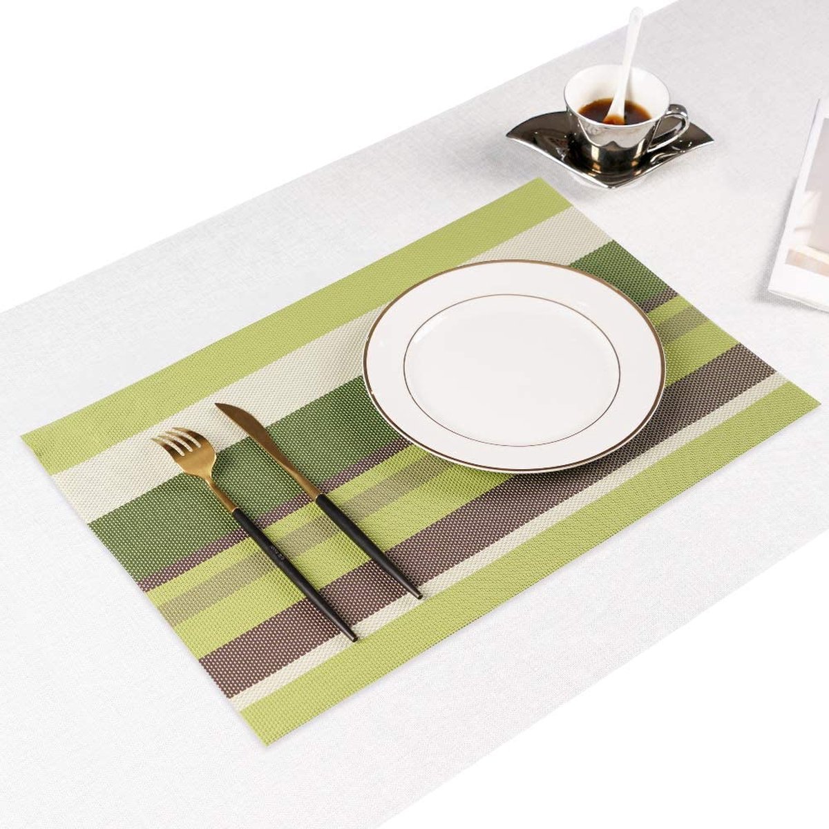 Leuke Wasbeer Lederen Placemat Set Van 6, Pvc Wasbare Afveegbare Hittebestendige Waterdichte Tafelmatten Leuke Wasbeer Lederen Placemat Set Van 6, Pvc Wasbare Afveegbare Hittebestendige Waterdichte Tafelmatten