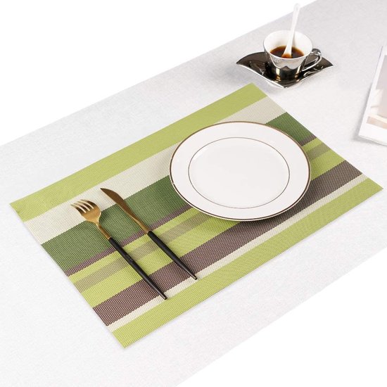 Set van 8 placemats veeg schoon antislip vinyl PVC hittebestendige