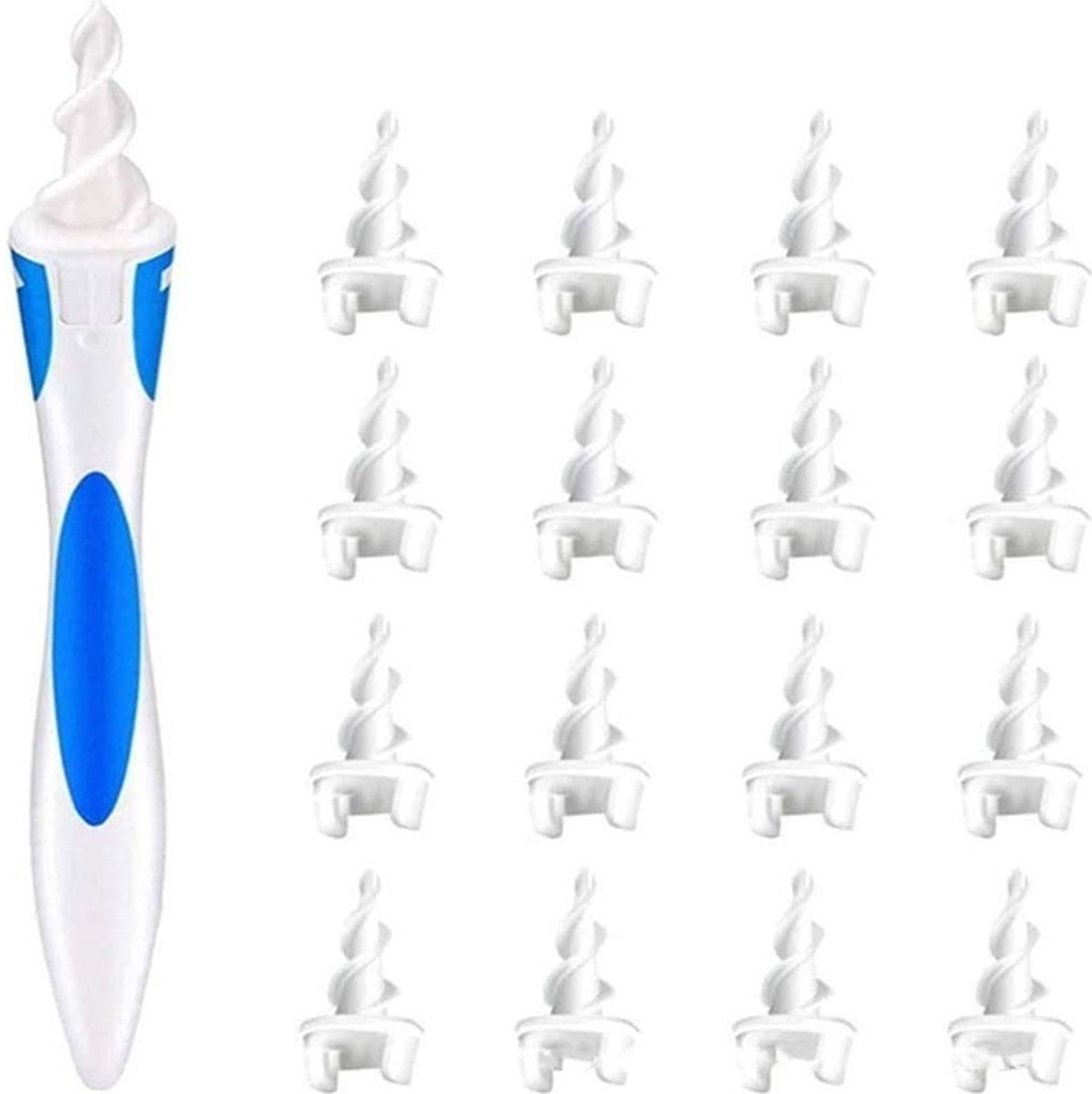 Goedkoopste Spiraalvormige Oorsmeer Verwijderaar - Oorreiniger - Ear Cleaner - Blauw - Met Zachte Siliconen en 16 Vervanging Tips - Gezondheidszorg Oorverzorging Gereedschap
