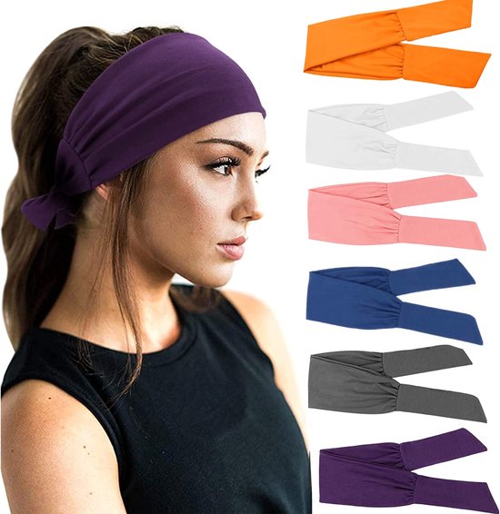 BOTC Bandeau - 6 Pièces Bandeaux pour Femmes - Bandeaux Boho - Bandeaux cheuveux Rétro Larges - pour Yoga et Entraînement - Élastique