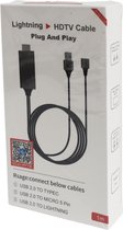 Lightning HDMI Kabel - HDTV - Video en Audio Transceiver Kabel - Geschikt voor iPhone - Plug and Play - 1 Meter - Zwart