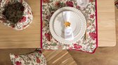 Tafelloper - luxe gobelinstof - Maggie - Rood en Oranje - Bloemen - 100 x 40 cm