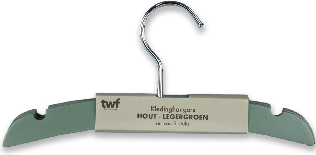 TWF Kledinghanger - 3 Stuks - Hout Donkergroen