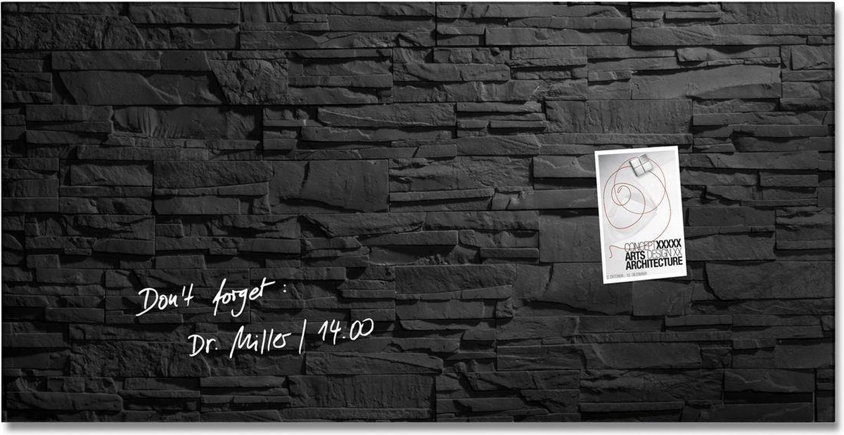 Sigel glasmagneetbord Artverum 91x46cm antraciet leisteen