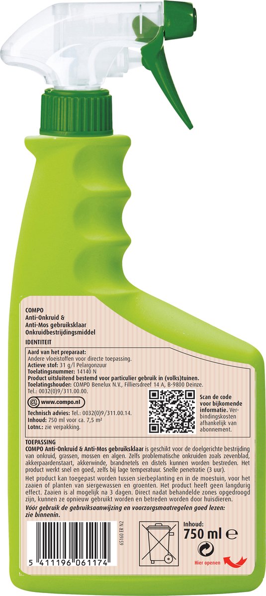 COMPO Anti-Onkruid & Anti-Mos Spray totaal - natuurlijke ingrediënten - eerste resultaten binnen 3 uur - spray 750 ml (7,5 m²) van Merkloos	 — afbeelding 5