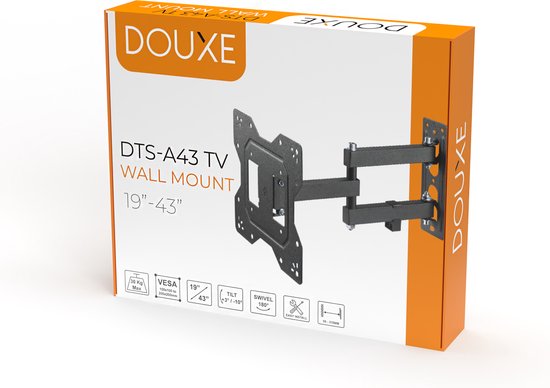 Douxe® DTS-A43 - TV Beugel - Muurbeugel TV voor 23 t/m 43 Inch - Full Motion - TV Muurbeugel tot 30KG