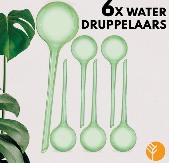 Waterdruppelaar Groen Set van 6 Stuks voor Planten – Automatisch Watergeefsysteem voor Kamerplanten – 27 cm – Planten Watergever met Druppelsysteem – Waterbol