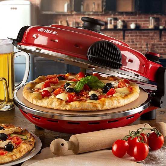 Pizza Oven Klein - Pizza in 4 Minuten - Pizzaoven - 400 Graden - Bakken in 4 inch - Rood 919, 34 x 30 x 19 cm; 3,94 kg