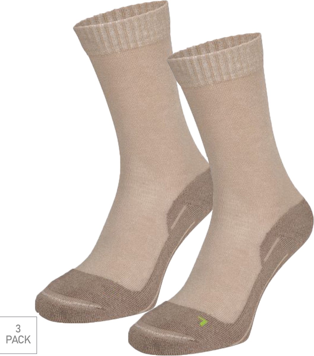 Boru Bamboo 3-Pack Wandelsokken XP Bamboe Antibacterieel Heren Dames – 35-38 2342 Beige