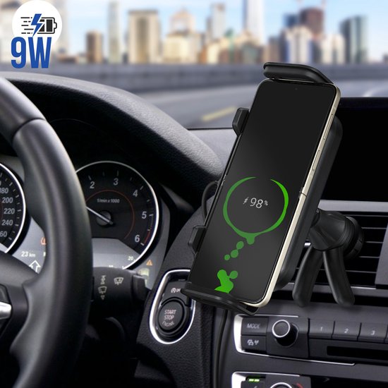 NEWZEROL Draadloze Auto Opladerhouder – Compatibel Met Galaxy Z Fold, 15W Qi, Zuignap En Ventilatieclip