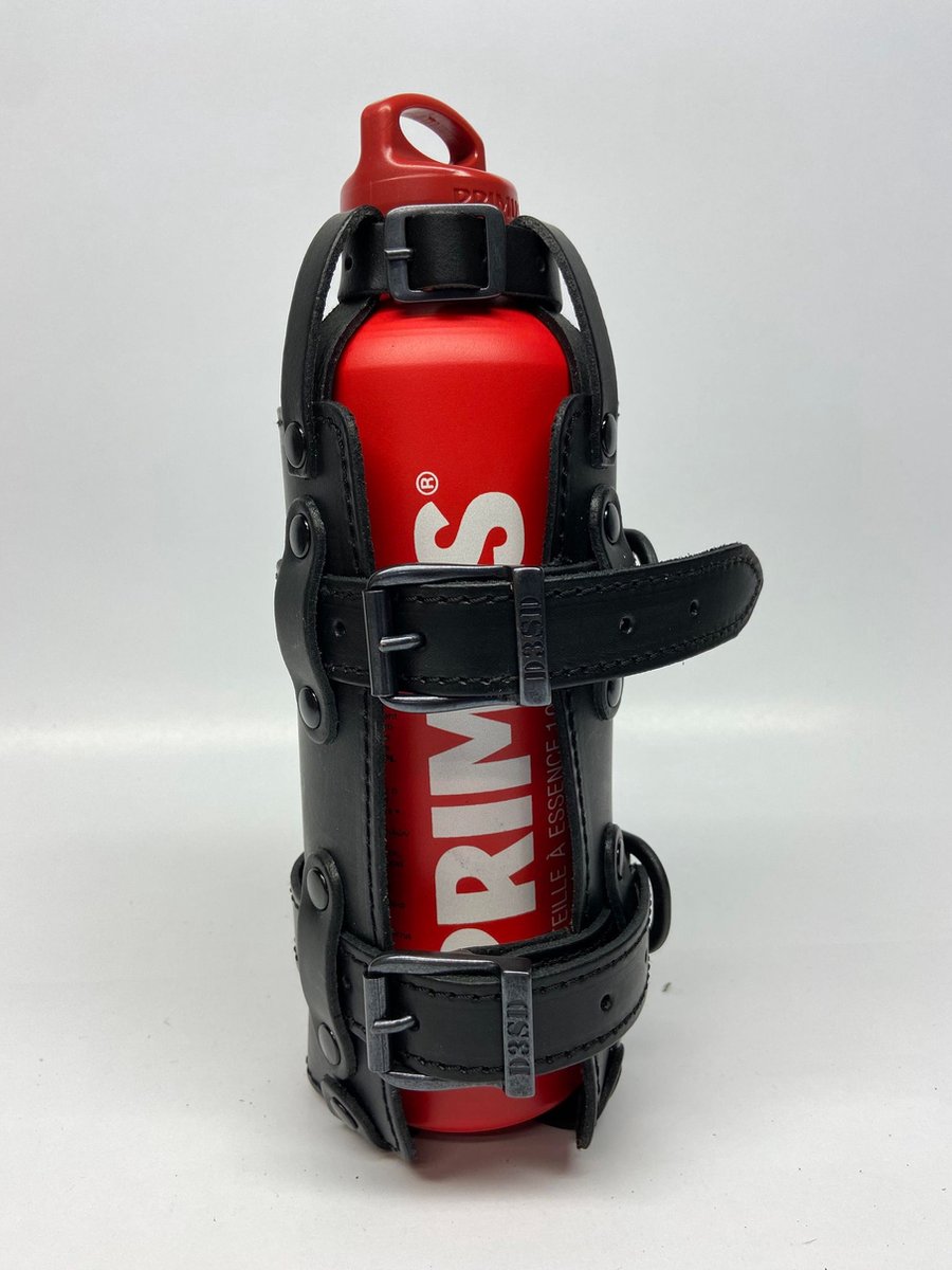 Dries Design D3SD – Fuel Bottle Houder – 1,0 Liter – Zwart – Leder – Incl Fles