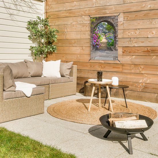 Affiche de jardin - Transparente - Hortensia - Fleurs - Maison - Jardin - 40x60 cm - Décoration de clôture - Toile de jardin