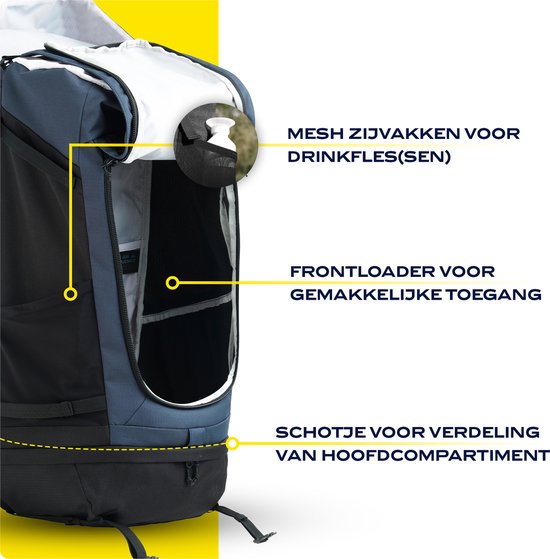 NOMAD® Batura 70 liter Blauw | Premium Backpack Dames & Heren | Hiking - Trekking Rugzak incl Flightbag / Hoes