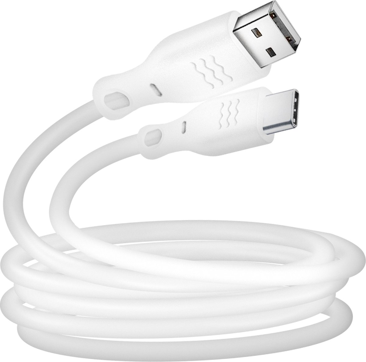 JUST GREEN, USB-A / USB-C oplaad- en synchronisatiekabel 2 meter 3A 15W, Wit