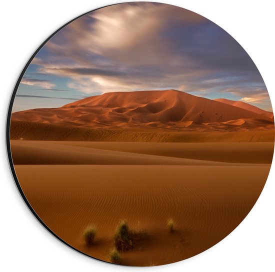 Dibond Muurcirkel - Woestijn met Zandbergeen - 20x20 cm Foto op Aluminium Muurcirkel (met ophangsysteem)