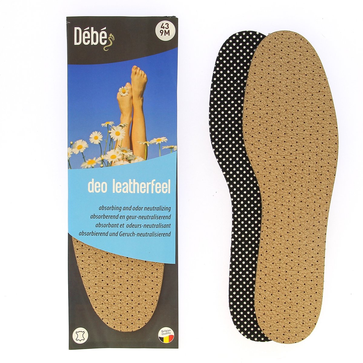 DEBE Deo leatherfeel - Inlegzool van ledervezel en actieve kool - 45