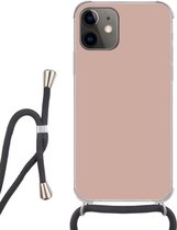 Telefoonkoord - Telefoonketting - Hoesje met koord Geschikt voor iPhone 11 - Roze - Palet - Oud - Effen - Oudroze - Siliconen - Crossbody - Telefoonhoesje met koord