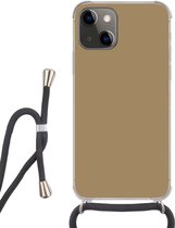 Cordon téléphonique - Chaîne téléphonique - Étui avec cordon iPhone 13 Mini - Palette - Beige - Intérieur - Siliconen - Bandoulière - Étui téléphone avec cordon