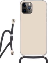 Cordon téléphonique - Chaîne téléphonique - Coque avec cordon iPhone 11 Pro - Clair - Beige - Couleurs - Couleur - Uni - Siliconen - Bandoulière - Coque pour téléphone avec cordon