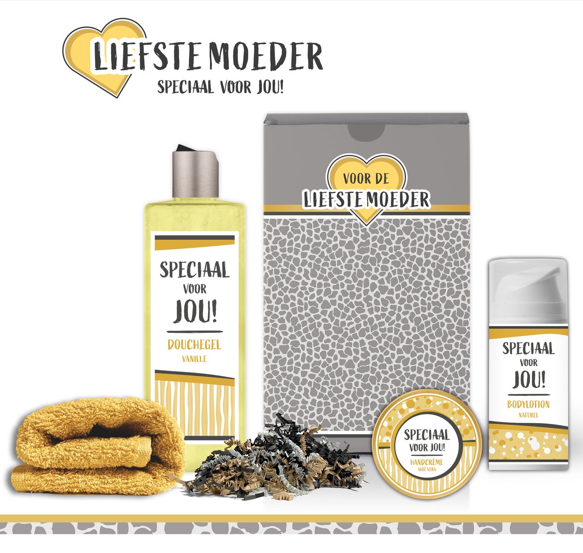 Goedkoopste Geschenkset Liefste Moeder - 4 producten - 450 gram | Giftset voor haar - Cadeau vrouw - Verjaardag - Moederdag - Luxe Cadeaubox - Geschenkset - Bedankt - Cadeaupakket - Moederdagcadeau - Speciaal voor jou - Gift set Deluxe - Voor mama - Goud Geel