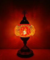 Mozaïek Lamp - Oosterse Lamp - Turkse Lamp - Tafellamp - Marokkaanse Lamp - Ø 19 cm - Hoogte 34 cm - Handgemaakt - Authentiek - Wit