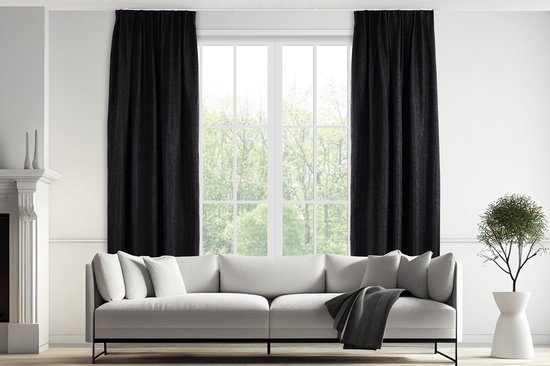 Lifa Living - Zwarte Luxe Gordijnen - Verduisterend - Polyester - Met 10  Ophanghaken -... | bol