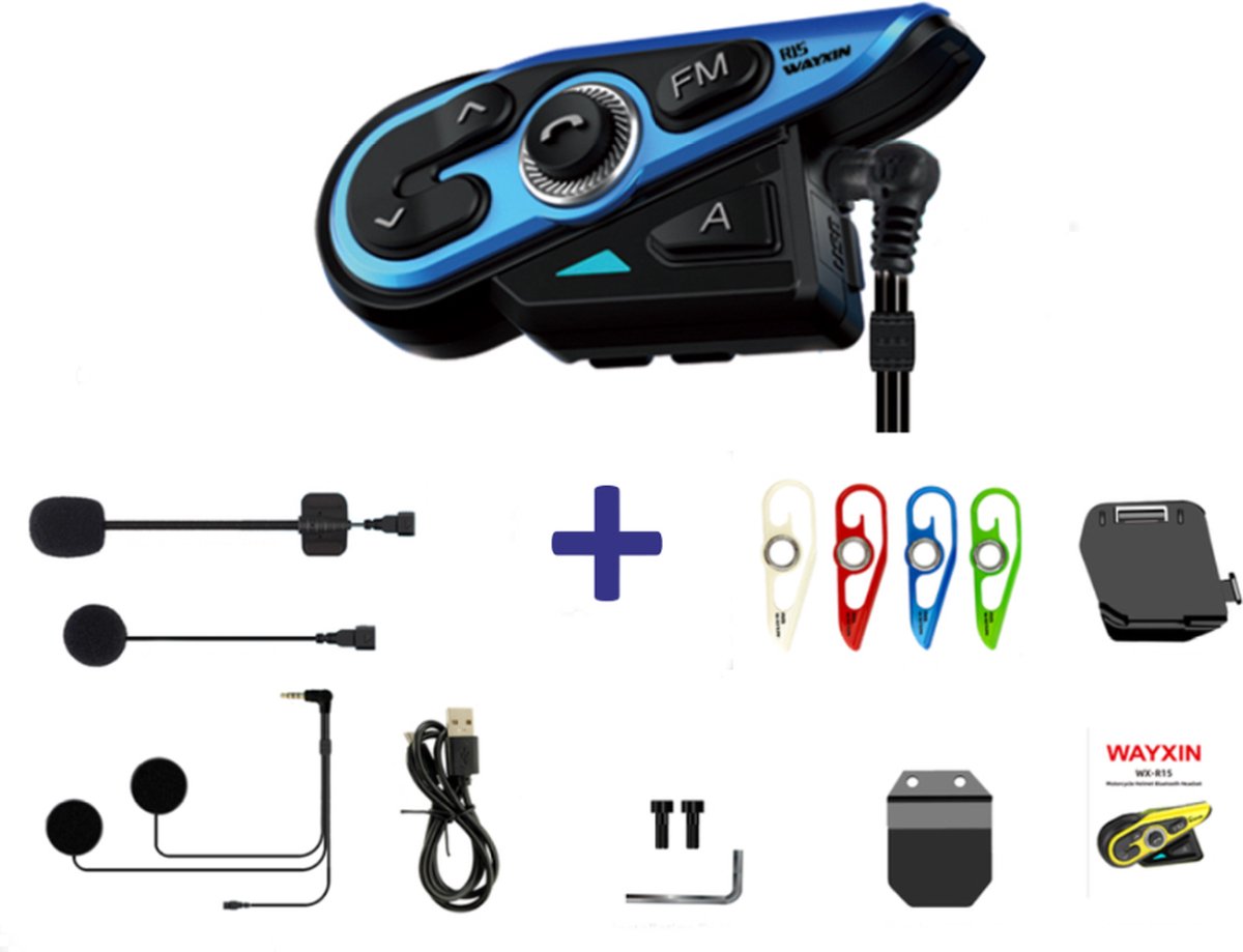 Bluetooth Motorhelm Headset - 5 Meegeleverde kleuren - Communicatiesysteem - Waterdicht - Motoraccessoire - magnetisch afneembaar