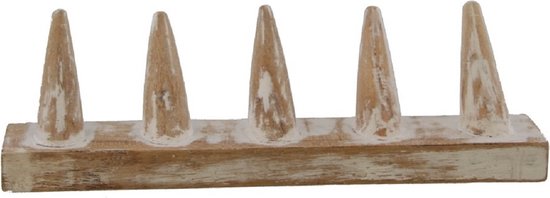 Sieradenhouder Pinnen - Display voor Ringen - Hout - 20,5x6,5x5 cm - Wit