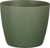 Mica Decorations - Plantenpot/bloempot - kunststof - donkergroen/ribbels- D22/H22 cm