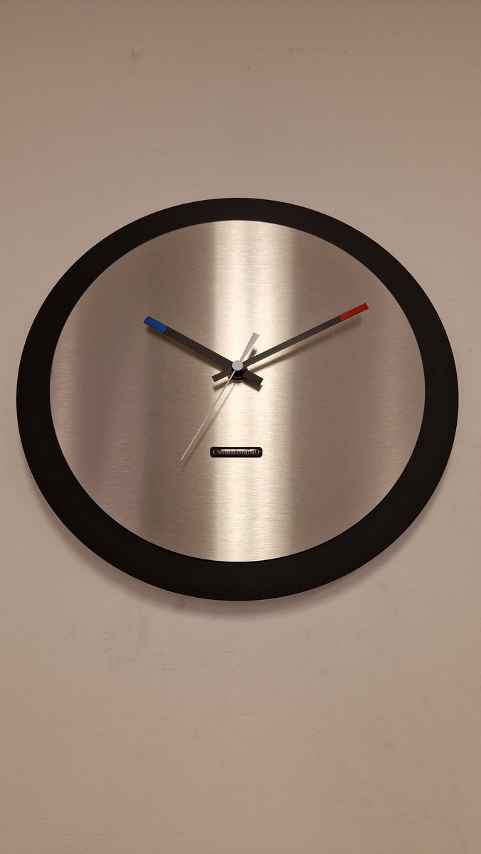 Wandklok ChantalBrandO MISTRAL BLACK & RVS -- MODERN DESIGN