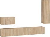 vidaXL - 4-delige - Tv-meubelset - bewerkt - hout - sonoma - eikenkleurig