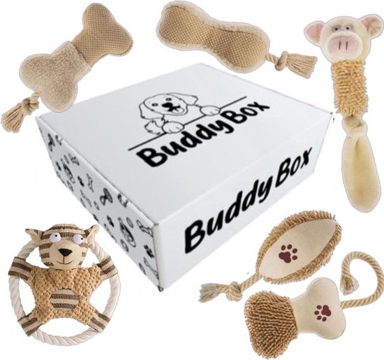 Honden speelgoed - Puppy speelgoed - 6 stuks - Beige - Honden knuffel -  Trektouw -... | bol.com