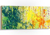 Hout - Gele, Groene en Oranje Vlekken - 100x50 cm - 9 mm dik - Foto op Hout (Met Ophangsysteem)