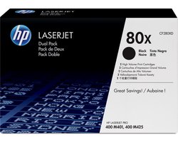 HP 80X - Tonercartridge / Zwart / Hoge Capaciteit / 2 Pack