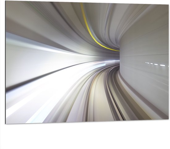 Dibond - Abstracte Tunnel in Grijs Tinten - 100x75 cm Foto op Aluminium (Wanddecoratie van metaal)