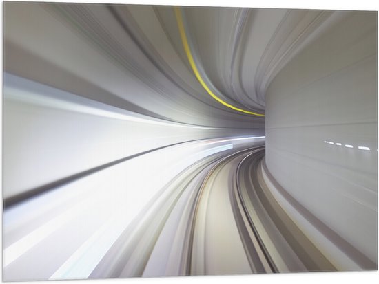 Vlag - Abstracte Tunnel in Grijs Tinten - 100x75 cm Foto op Polyester Vlag