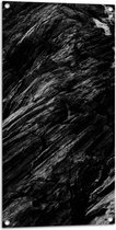 Tuinposter – Donkere Stenen Rotsen van Bergen - 50x100 cm Foto op Tuinposter (wanddecoratie voor buiten en binnen)