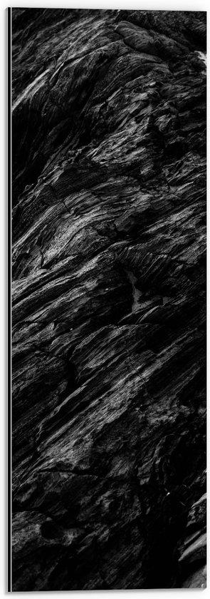 Dibond - Donkere Stenen Rotsen van Bergen - 20x60 cm Foto op Aluminium (Met Ophangsysteem)