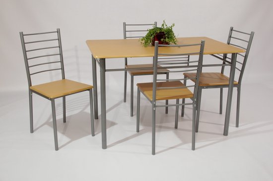 Tafel Anka met 4 stoelen - Tafelset met stoelen - Keukentafel - Eettafel
