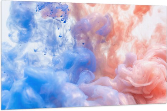 Vlag - Blauwe en Oranje Rook tegen Witte Achtergrond - 150x100 cm Foto op Polyester Vlag