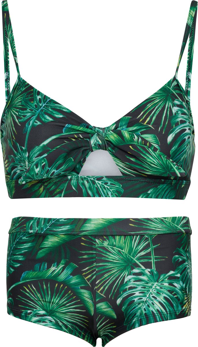 La V Bikini hipster broekje en top met strik -Monstera leaf 170-176 Groen