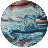 Dibond Muurcirkel - Mix van Blauwe Kleuren met Bruine Details - 70x70 cm Foto op Aluminium Muurcirkel (met ophangsysteem)