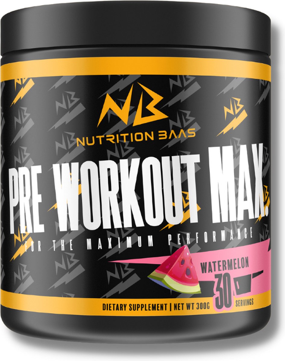 Nutrition Baas - Pre Workout Voor Mannen en Vrouwen - Watermeloen - 30 Servings - 300G