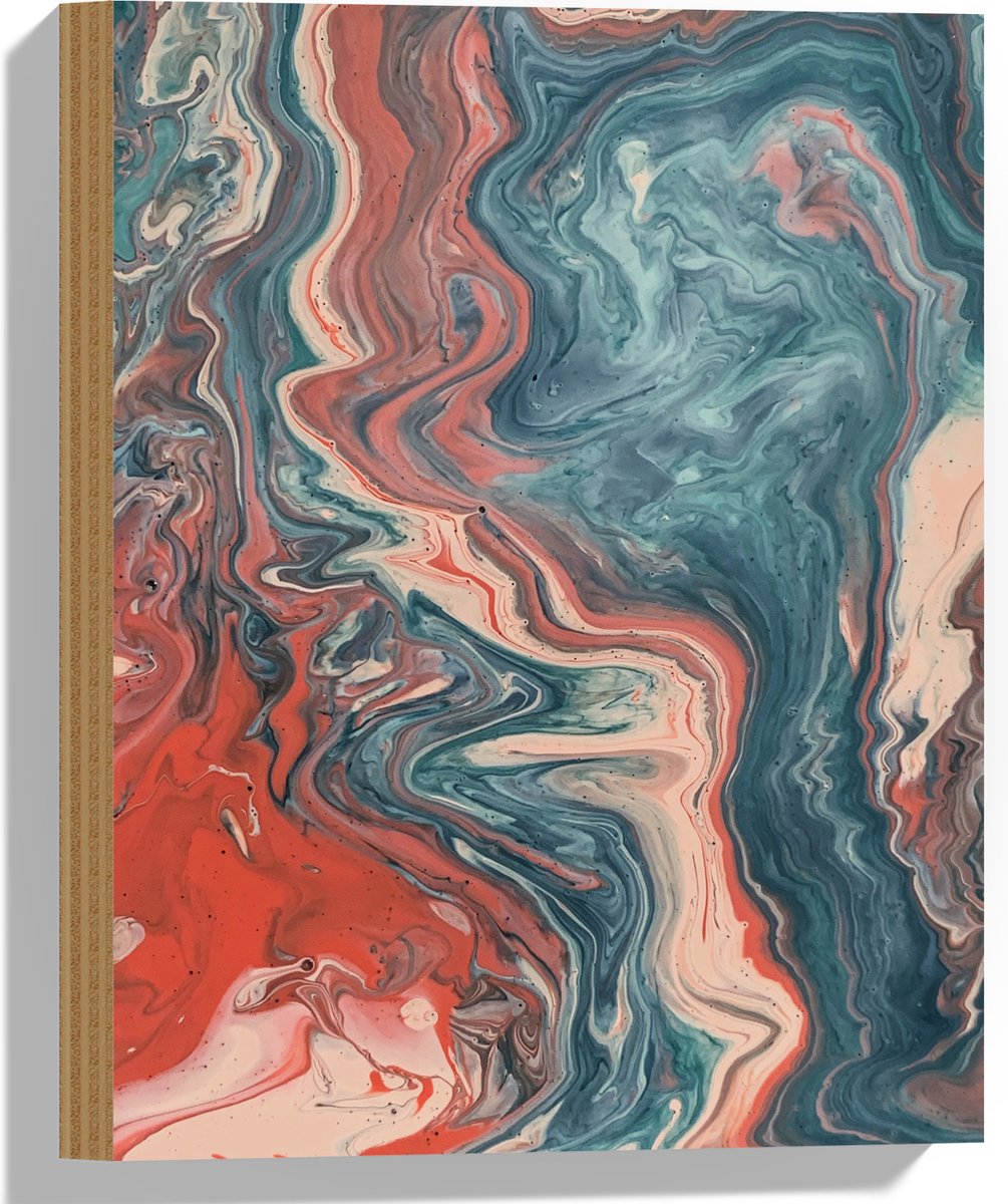 Hout - Mix van Roze en Blauwe Verf - 30x40 cm - 9 mm dik - Foto op Hout (Met Ophangsysteem)